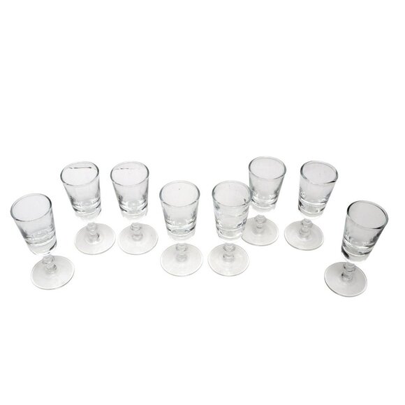 Vintage Steube Style Sherry Shot Glasses Footed Crystal Clear Set of 8 Holidays - Picture 6 of 11